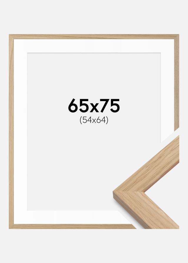 Cadre chêne bois 65x75 cm - Passe-partout Blanc 55x65 cm