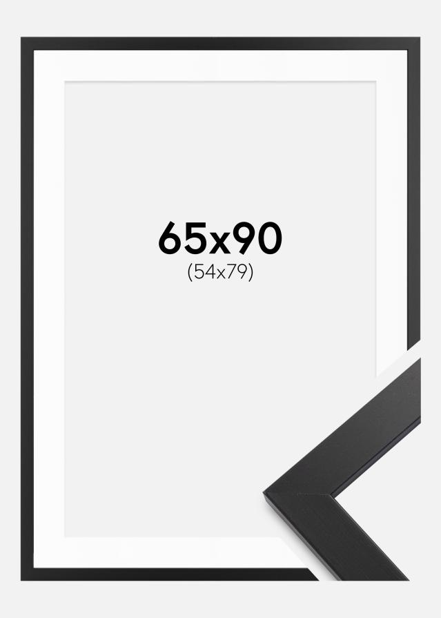 Cadre noir bois 65x90 cm - Passe-partout Blanc 55x80 cm
