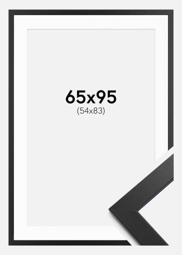 Cadre noir bois 65x95 cm - Passe-partout Blanc 55x84 cm