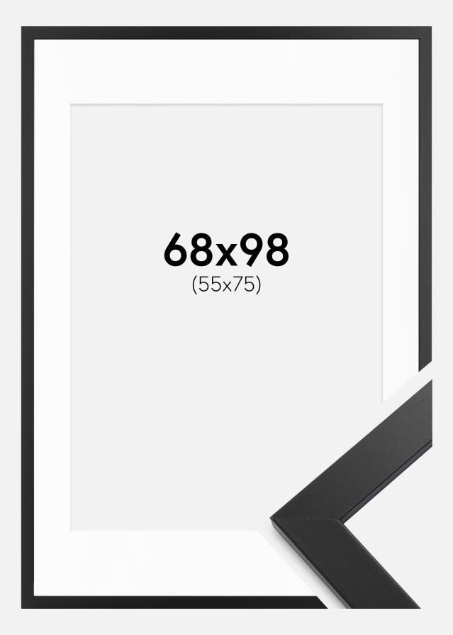 Cadre noir bois 68x98 cm - Passe-partout Blanc 56x76 cm