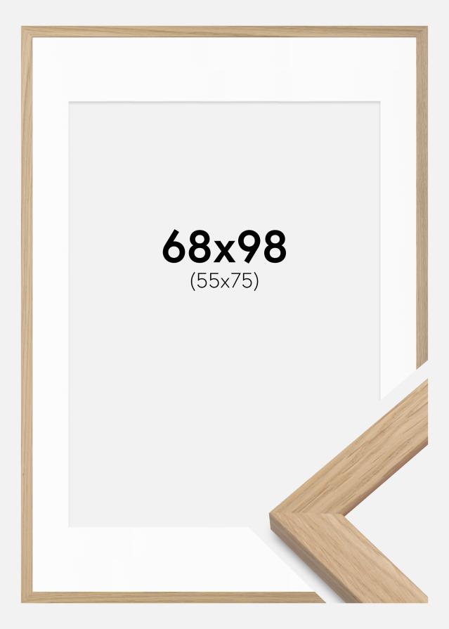 Cadre chêne bois 68x98 cm - Passe-partout Blanc 56x76 cm