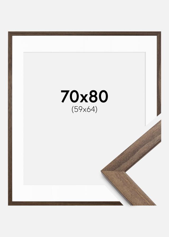Cadre Stilren Noyer 70x80 cm - Passe-partout Blanc 60x65 cm
