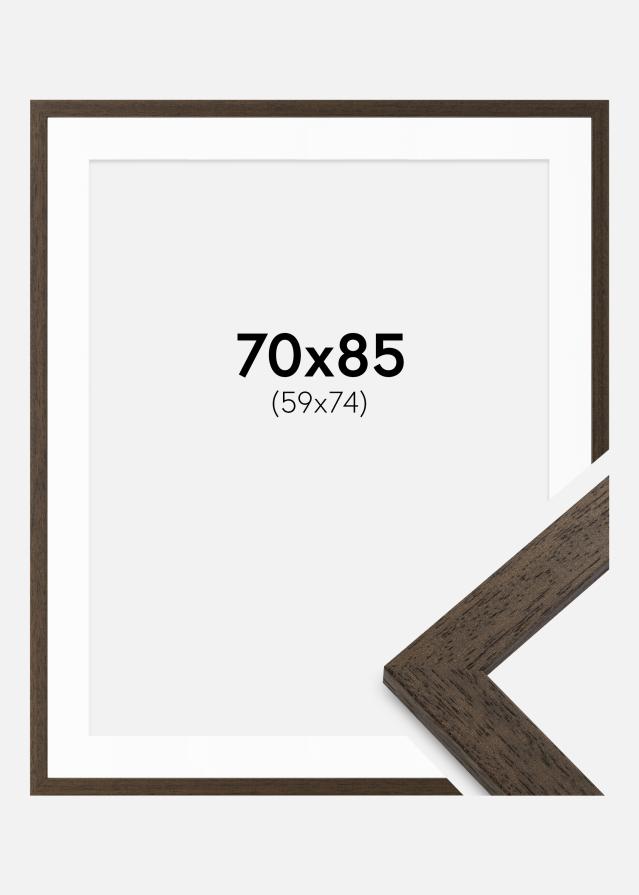 Cadre Marron bois 70x85 cm - Passe-partout Blanc 60x75 cm