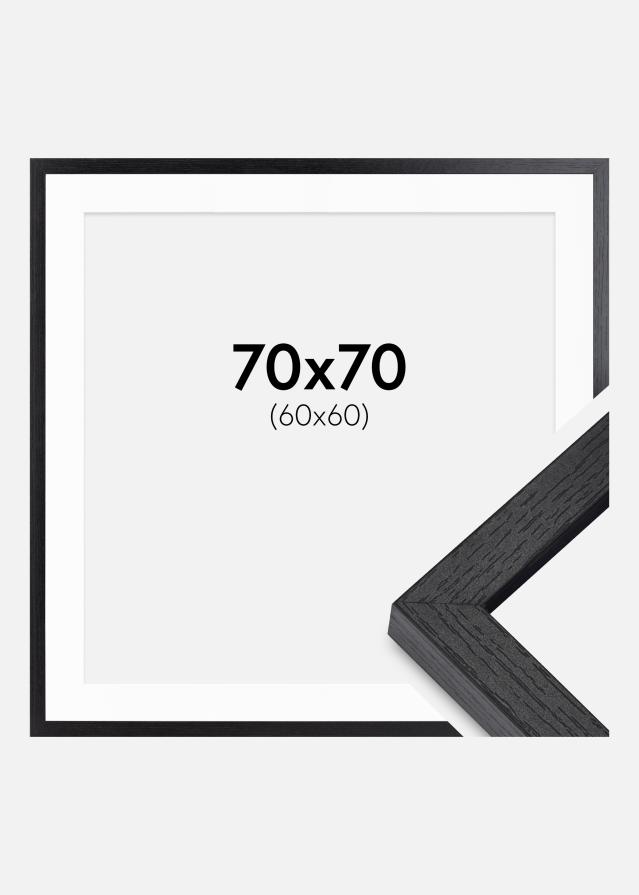 BGA Cadre Boîte Noir 70x70 cm - Passe-partout Blanc 61x61 cm
