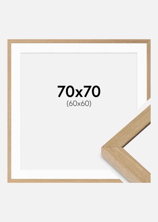 Cadre Hermes Chêne Naturel 70x70 cm - Passe-partout Blanc 61x61 cm