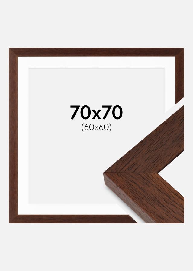 Cadre Juno Teak 70x70 cm - Passe-partout Blanc 61x61 cm