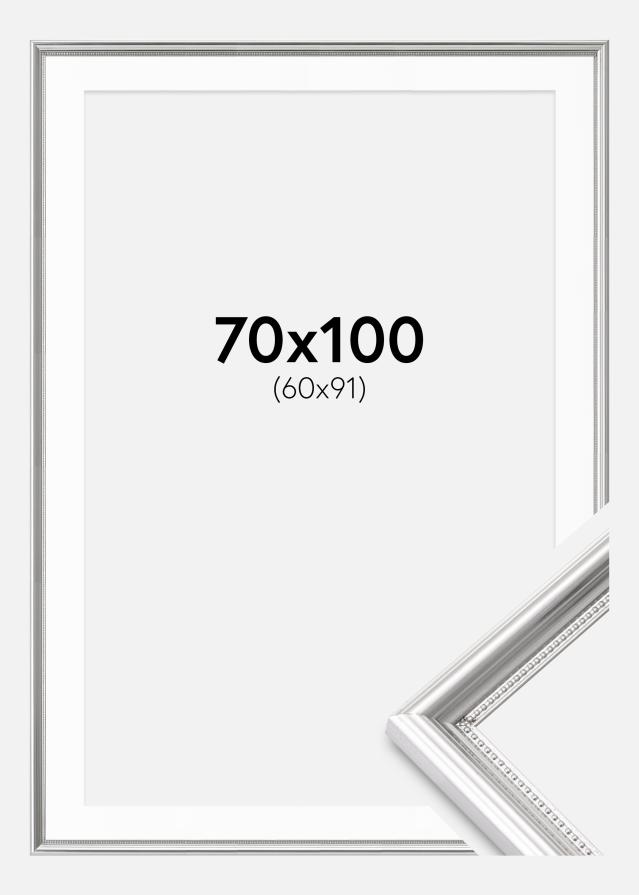 Cadre Gala Argent 70x100 cm - Passe-partout Blanc 61x92 cm