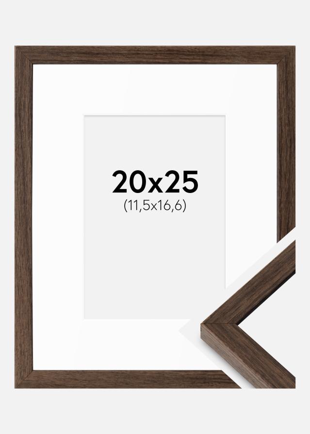 Cadre Ares Noyer 20x25 cm - Passe-partout Blanc B6 125x176 mm