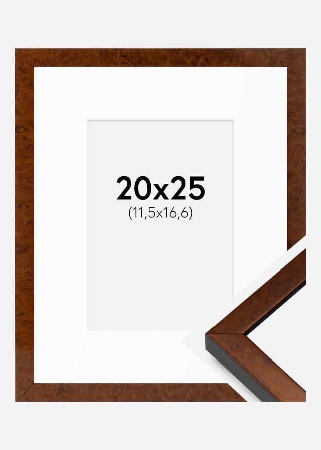 Cadre Ares Noyer 20x25 cm - Passe-partout Blanc B6 125x176 mm