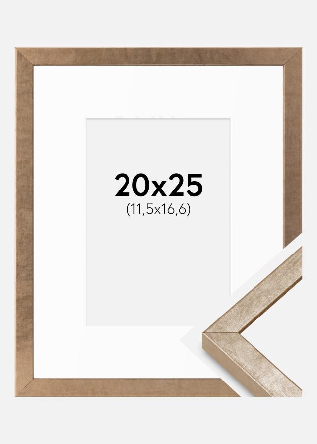 Cadre Ares Laiton 20x25 cm - Passe-partout Blanc B6 125x176 mm