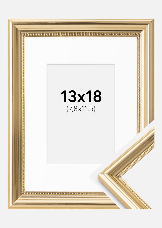 Cadre Gala Or 13x18 cm - Passe-partout Blanc B7 88x125 mm