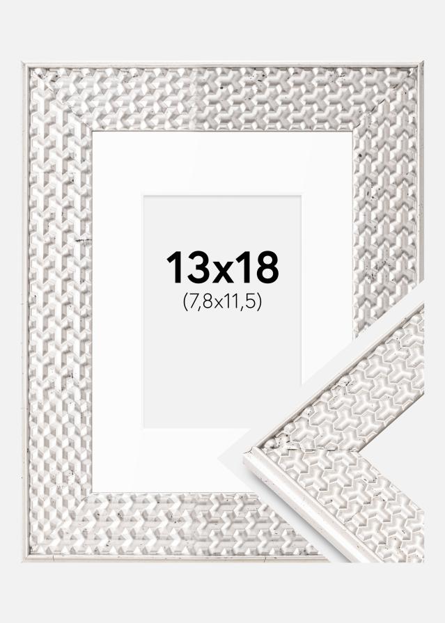 Cadre Grace Argent 13x18 cm - Passe-partout Blanc B7 88x125 mm