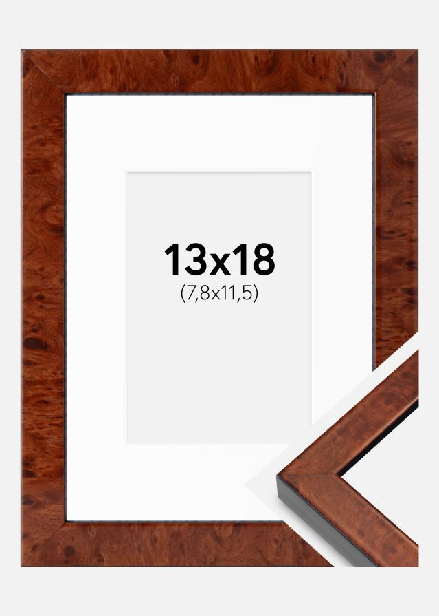 Cadre Hermes Noyer 13x18 cm - Passe-partout Blanc B7 88x125 mm