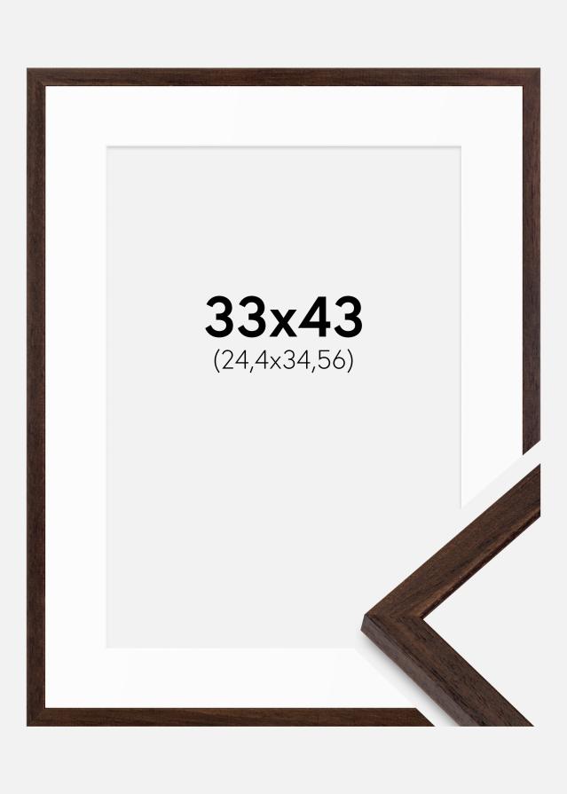 Cadre Edsbyn Noyer 33x43 cm - Passe-partout Blanc 10x14 inches