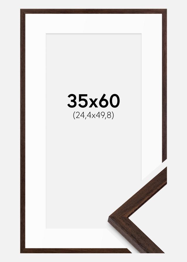 Cadre Edsbyn Noyer 35x60 cm - Passe-partout Blanc 10x20 inches