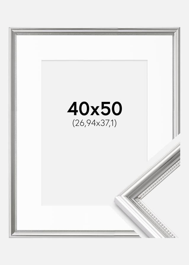 Cadre Gala Argent 40x50 cm - Passe-partout Blanc 11x15 inches