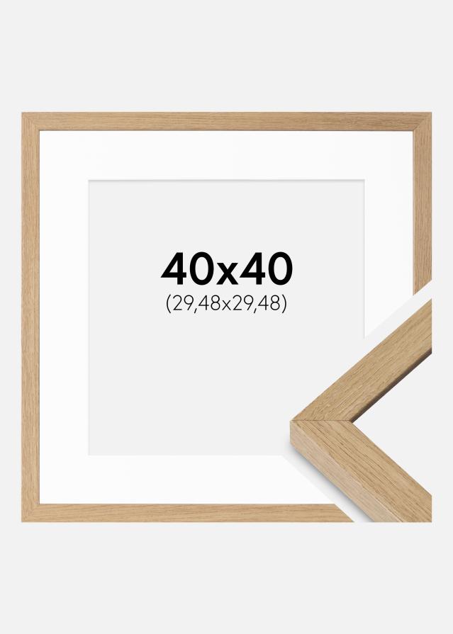 Cadre Hermes Chêne Naturel 40x40 cm - Passe-partout Blanc 12x12 inches
