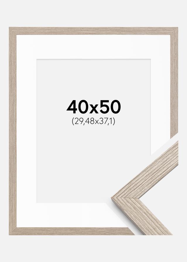 Cadre Stilren Chêne Greige 40x50 cm - Passe-partout Blanc 12x15 inches