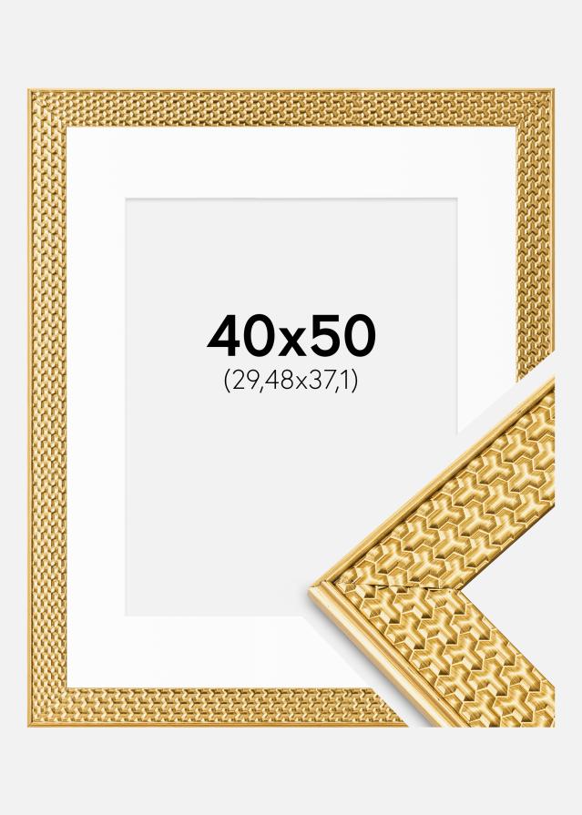 Cadre Grace Or 40x50 cm - Passe-partout Blanc 12x15 inches