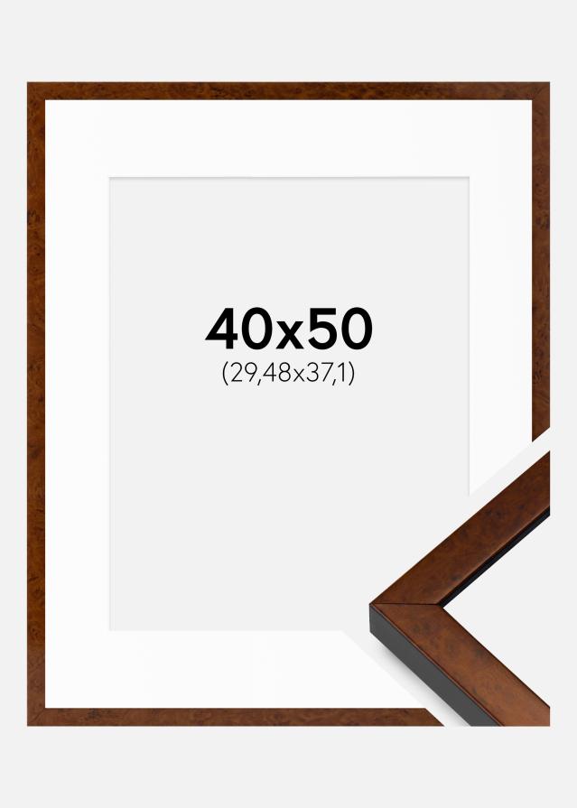 Cadre Ares Noyer 40x50 cm - Passe-partout Blanc 12x15 inches