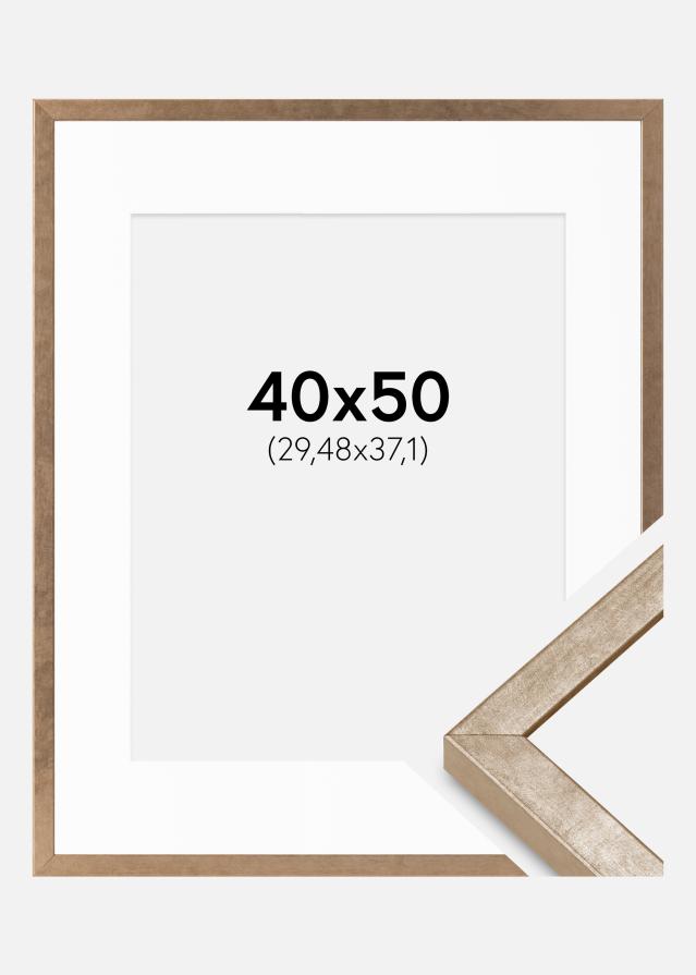 Cadre Ares Laiton 40x50 cm - Passe-partout Blanc 12x15 inches
