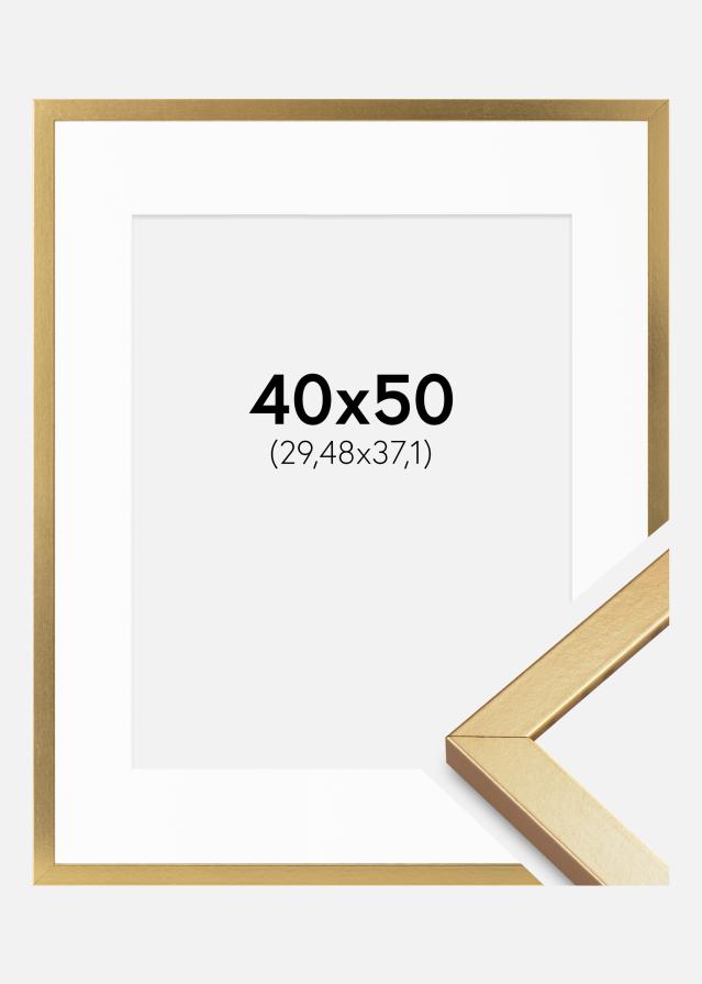 Cadre Minerva Or 40x50 cm - Passe-partout Blanc 12x15 inches