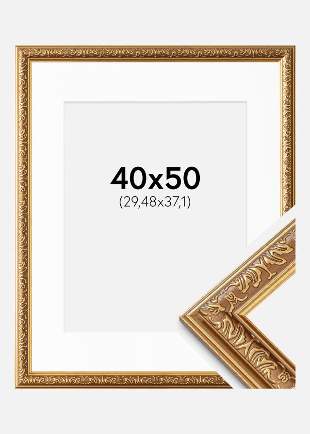 Cadre Swirl Or 40x50 cm - Passe-partout Blanc 12x15 inches