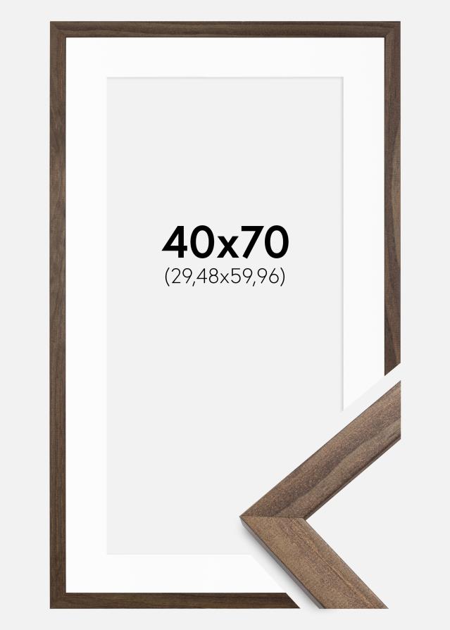 Cadre Stilren Noyer 40x70 cm - Passe-partout Blanc 12x24 inches