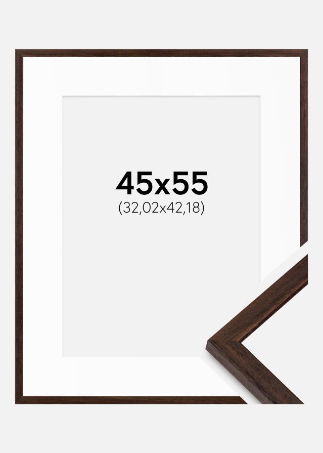 Cadre Edsbyn Noyer 45x55 cm - Passe-partout Blanc 13x17 inches