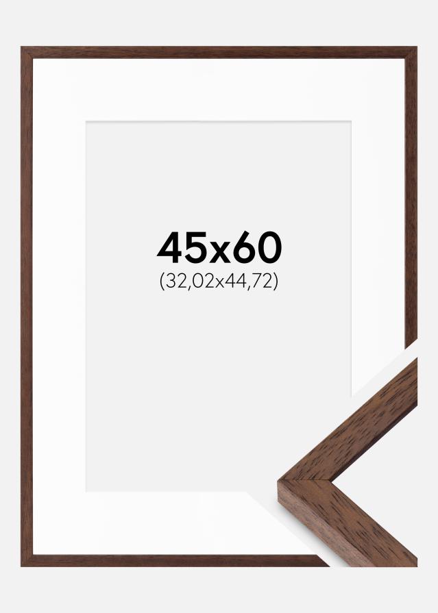 Cadre Ares Teak 45x60 cm - Passe-partout Blanc 13x18 inches