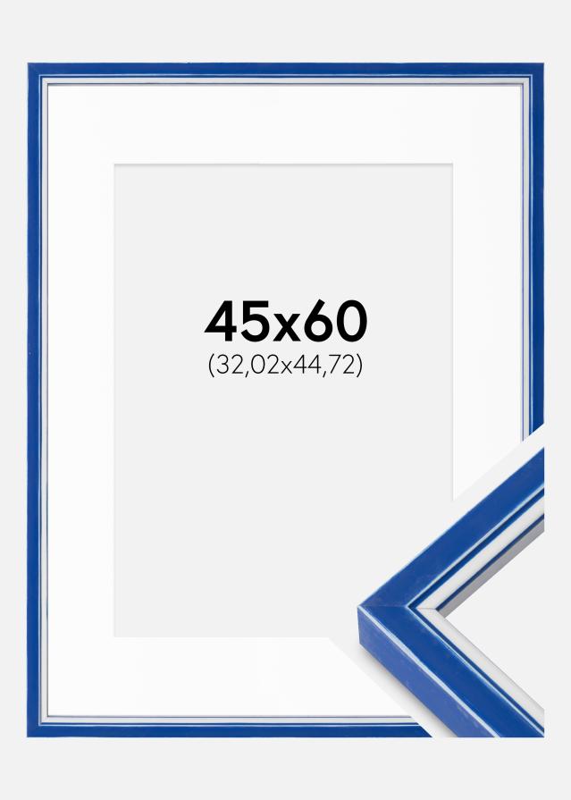 Cadre Diana Bleu 45x60 cm - Passe-partout Blanc 13x18 inches