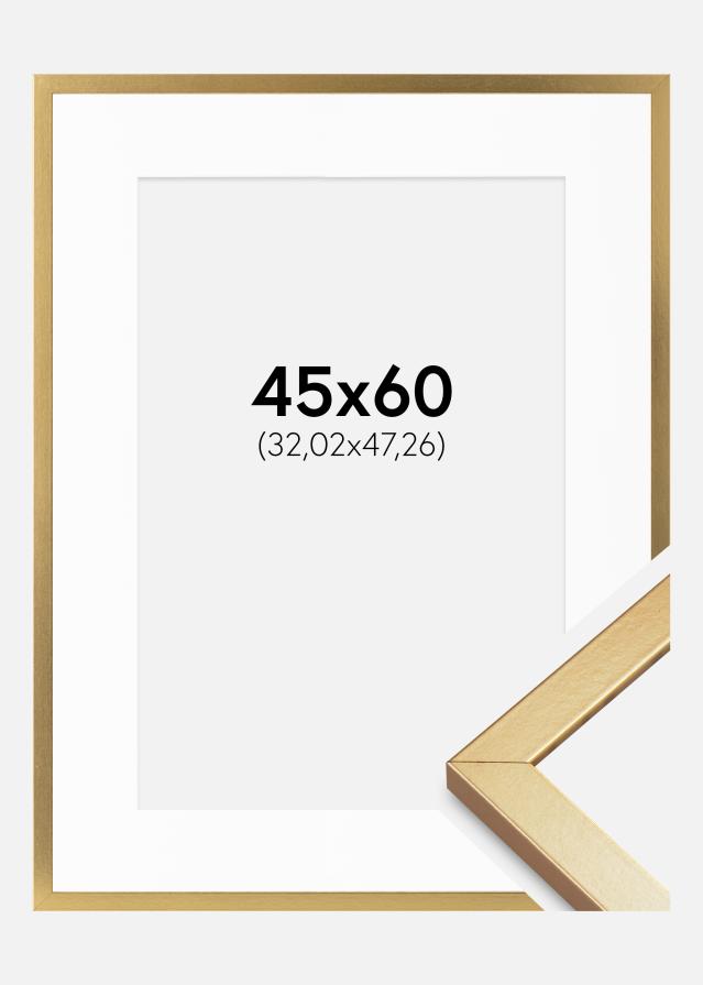 Cadre Minerva Or 45x60 cm - Passe-partout Blanc 13x19 inches