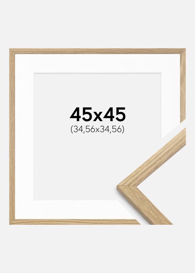 Cadre Trendy Chêne 45x45 cm - Passe-partout Blanc 14x14 inches