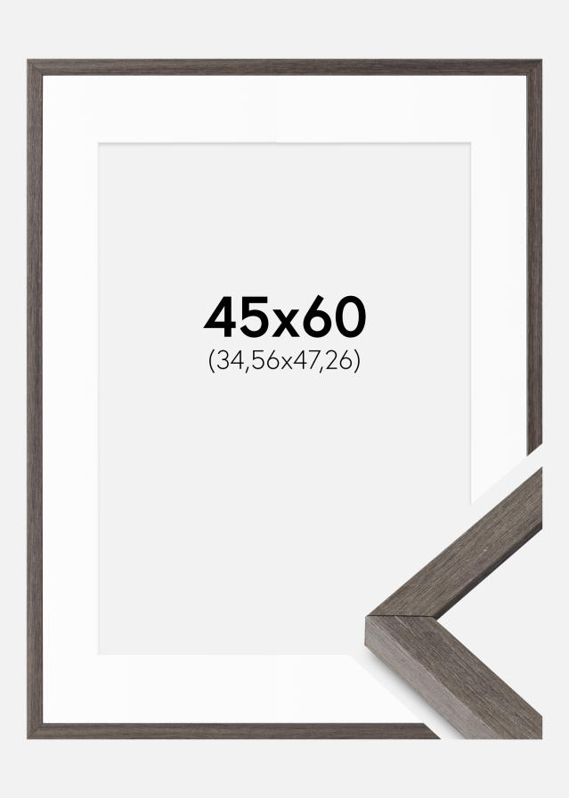 Cadre Ares Chêne Gris 45x60 cm - Passe-partout Blanc 14x19 inches