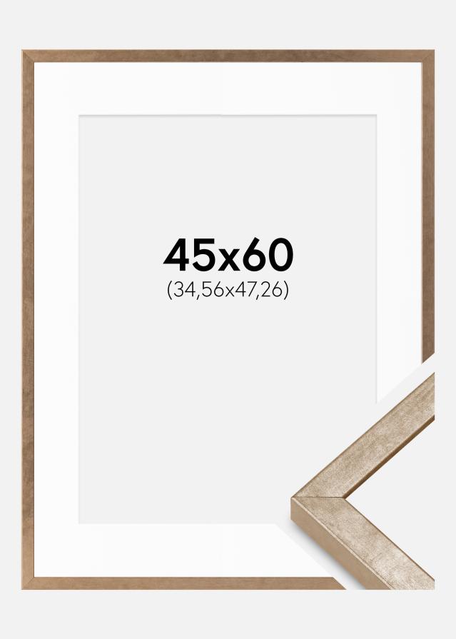 Cadre Ares Laiton 45x60 cm - Passe-partout Blanc 14x19 inches
