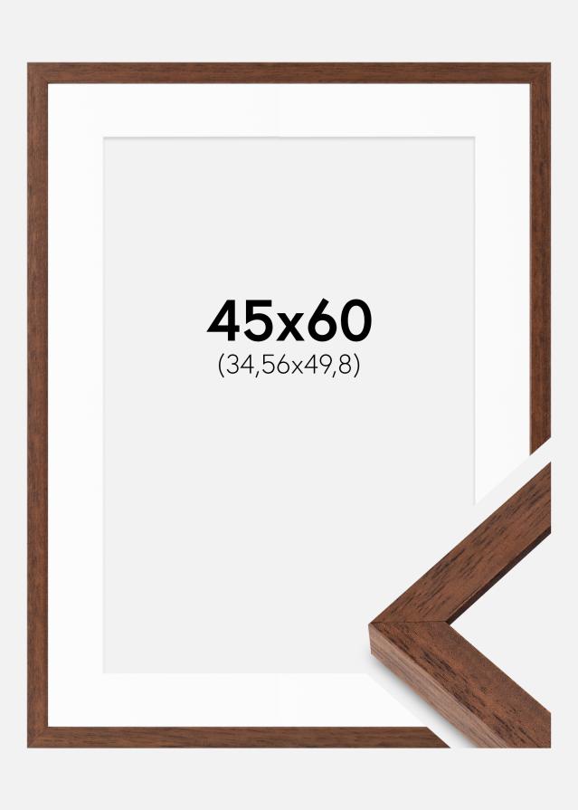 Cadre Hermes Teak 45x60 cm - Passe-partout Blanc 14x20 inches