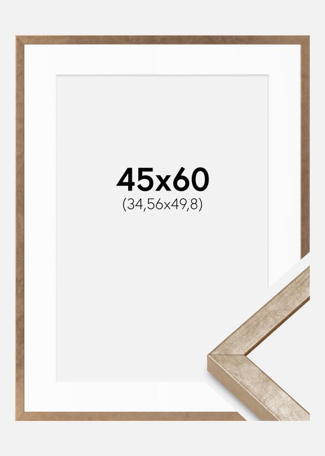Cadre Ares Laiton 45x60 cm - Passe-partout Blanc 14x20 inches