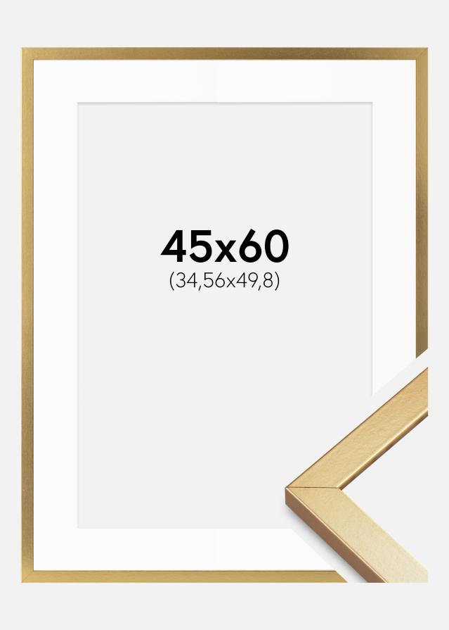 Cadre Minerva Or 45x60 cm - Passe-partout Blanc 14x20 inches
