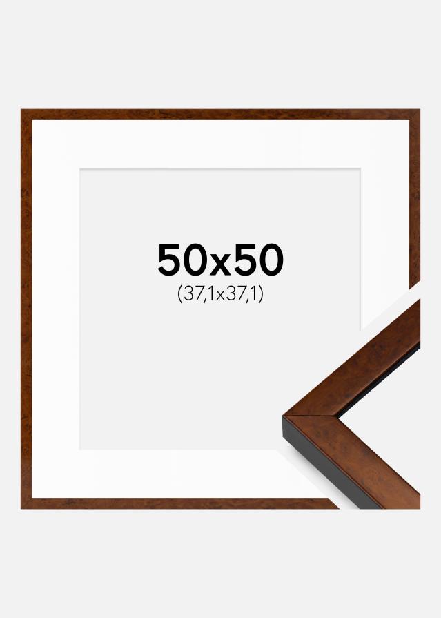 Cadre Ares noyer 50x50 cm - Passe-partout Blanc 15x15 inches