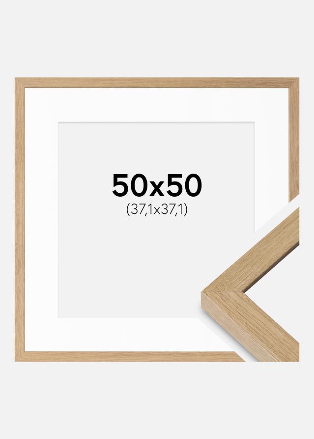 Cadre Hermes Chêne Naturel 50x50 cm - Passe-partout Blanc 15x15 inches