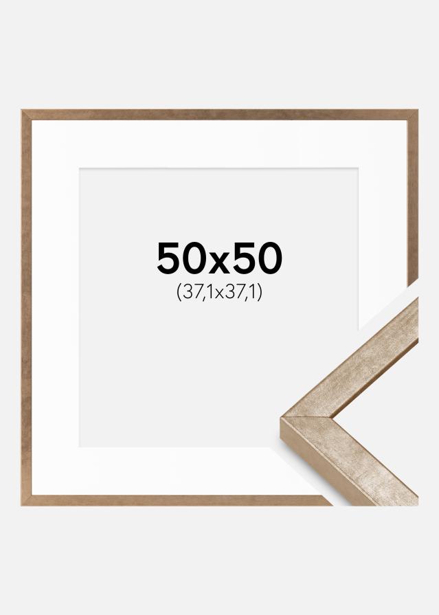 Cadre Ares Laiton 50x50 cm - Passe-partout Blanc 15x15 inches
