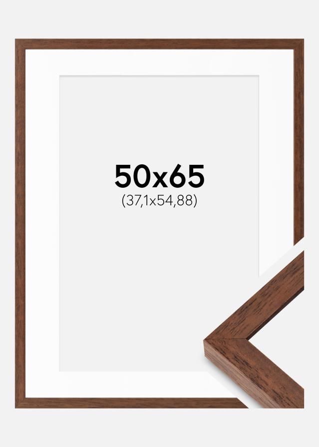 Cadre Hermes Teak 50x65 cm - Passe-partout Blanc 15x22 inches