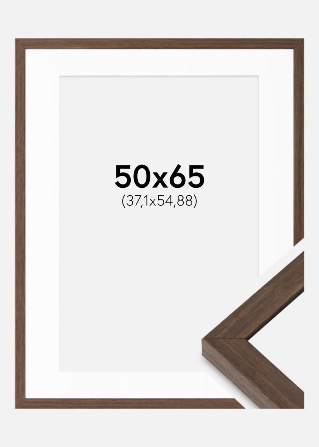 Cadre Hermes Noyer 50x65 cm - Passe-partout Blanc 15x22 inches