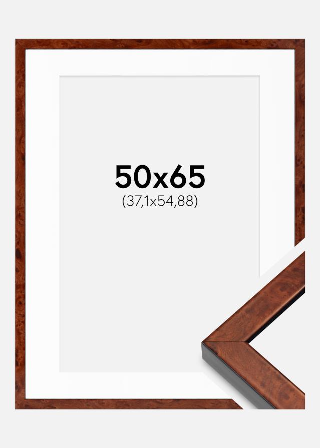 Cadre Hermes Noyer 50x65 cm - Passe-partout Blanc 15x22 inches