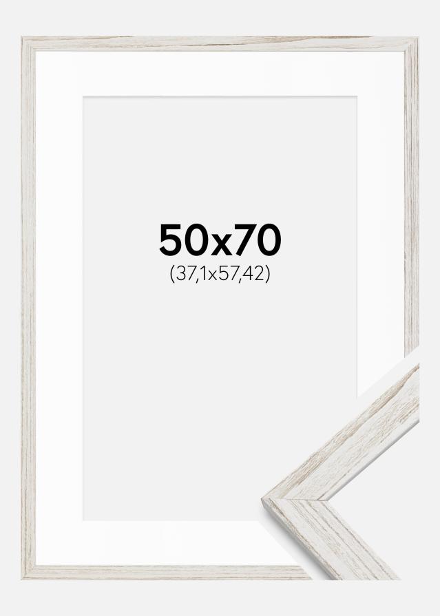Cadre Stilren Vintage Blanc 50x70 cm - Passe-partout Blanc 15x23 inches