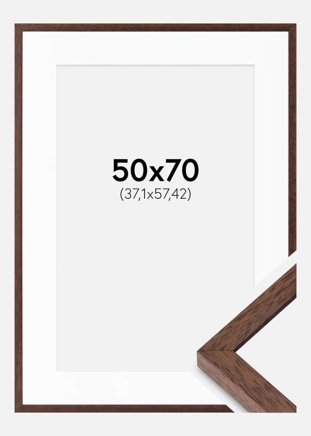 Cadre Ares Teak 50x70 cm - Passe-partout Blanc 15x23 inches