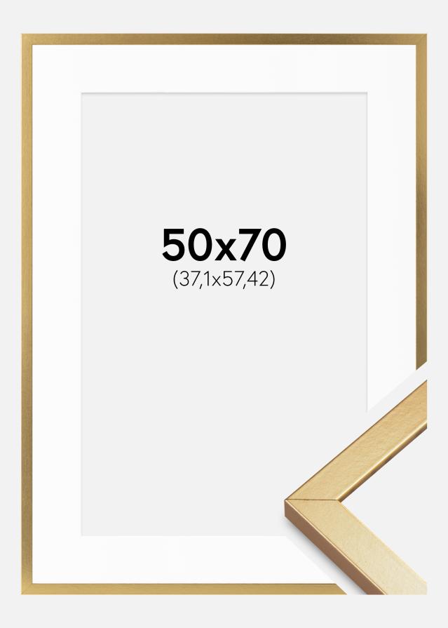 Cadre Minerva Or 50x70 cm - Passe-partout Blanc 15x23 inches