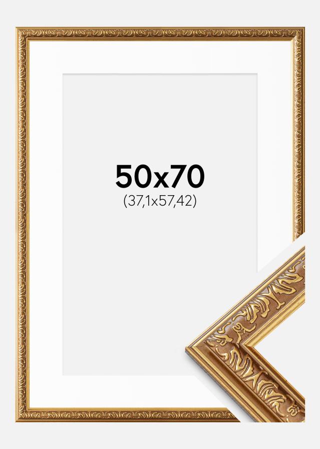 Cadre Swirl Or 50x70 cm - Passe-partout Blanc 15x23 inches