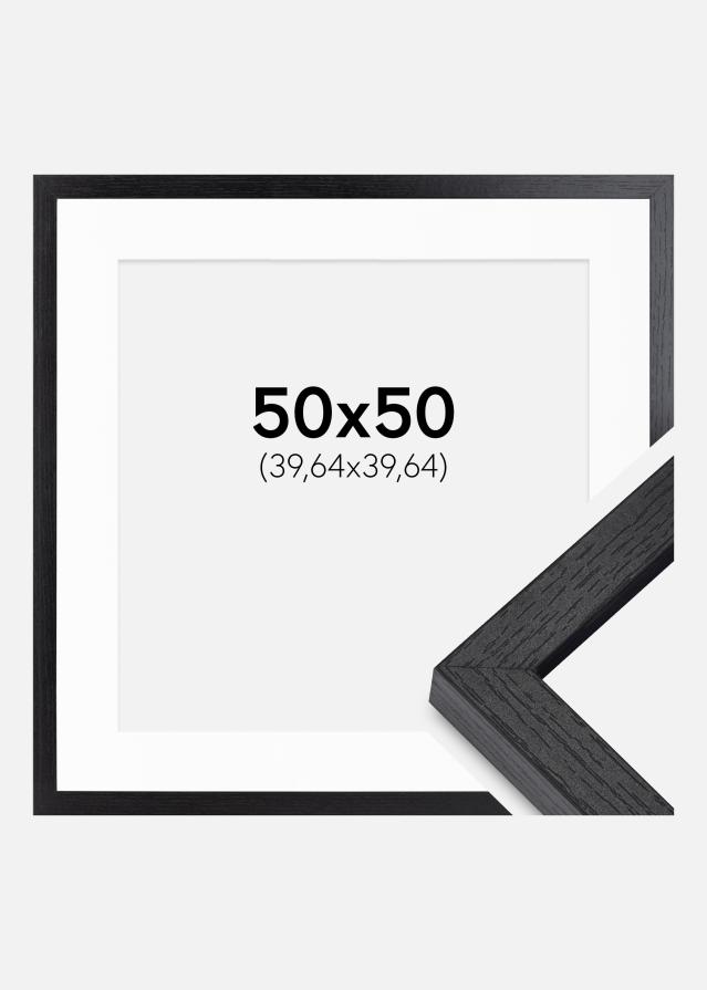 BGA Cadre boîte Noir 50x50 cm - Passe-partout Blanc 16x16 inches