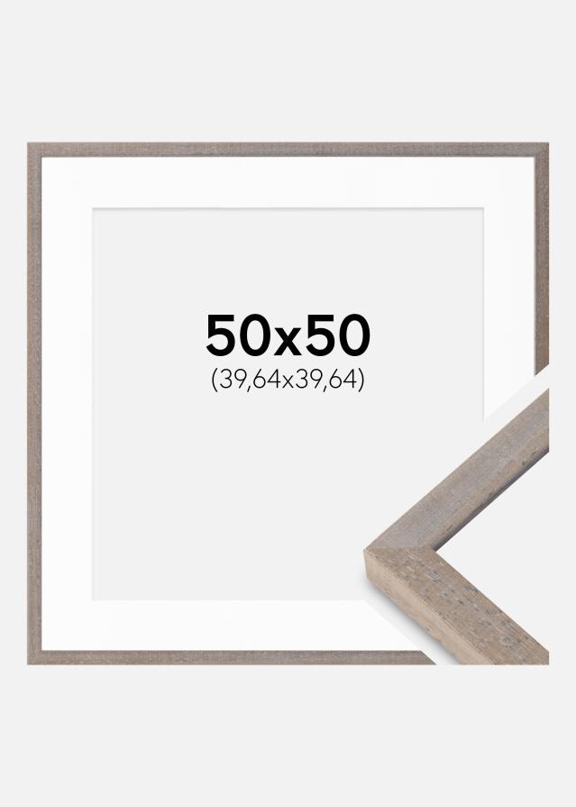 Cadre Ares Gris 50x50 cm - Passe-partout Blanc 16x16 inches